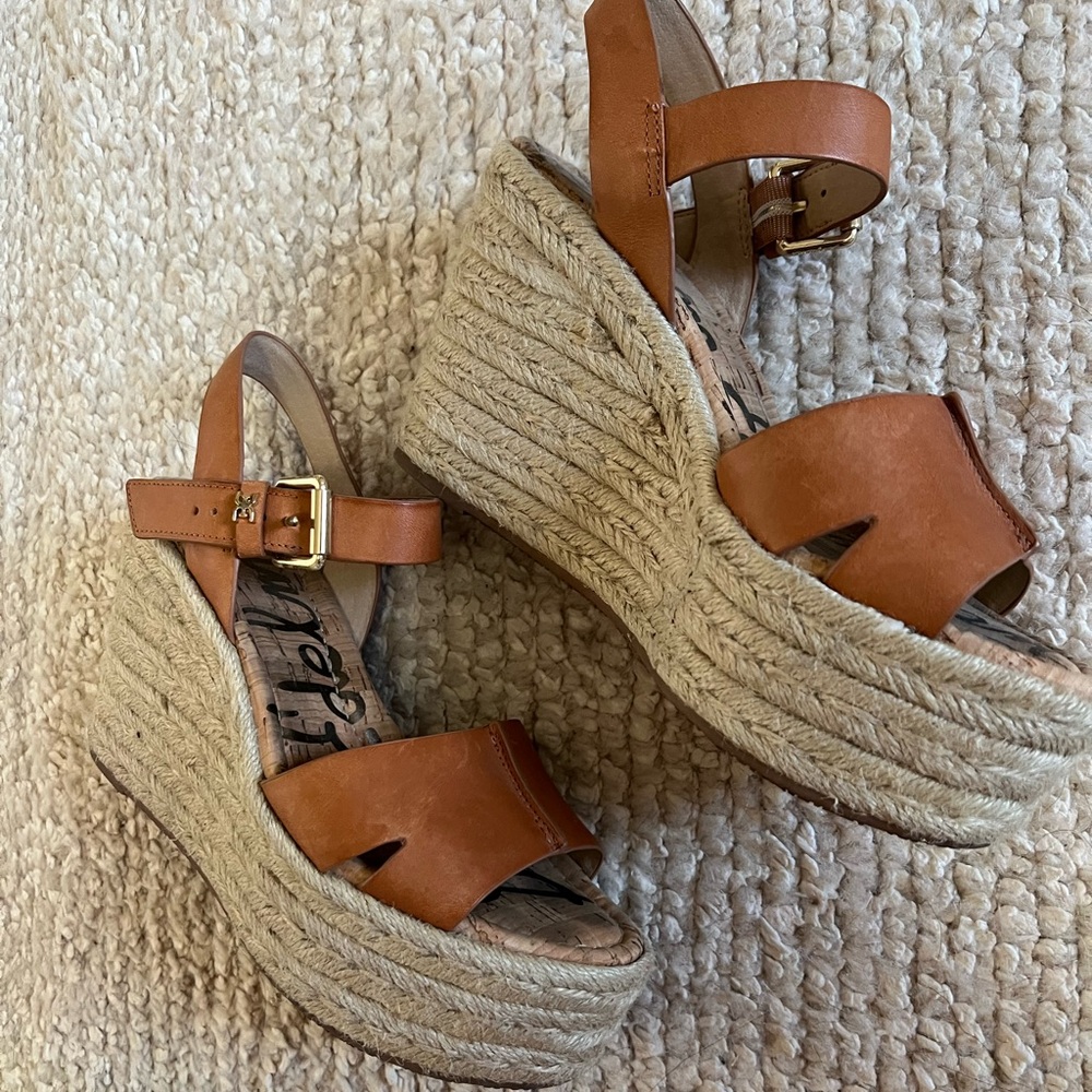 Sam Edelman Maura Leather Cognac Espadrilles- 6.5 - Picture 4 of 8